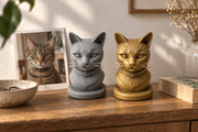 Figurami 2026 — Photo de chat avec figurines visage grise et dorée